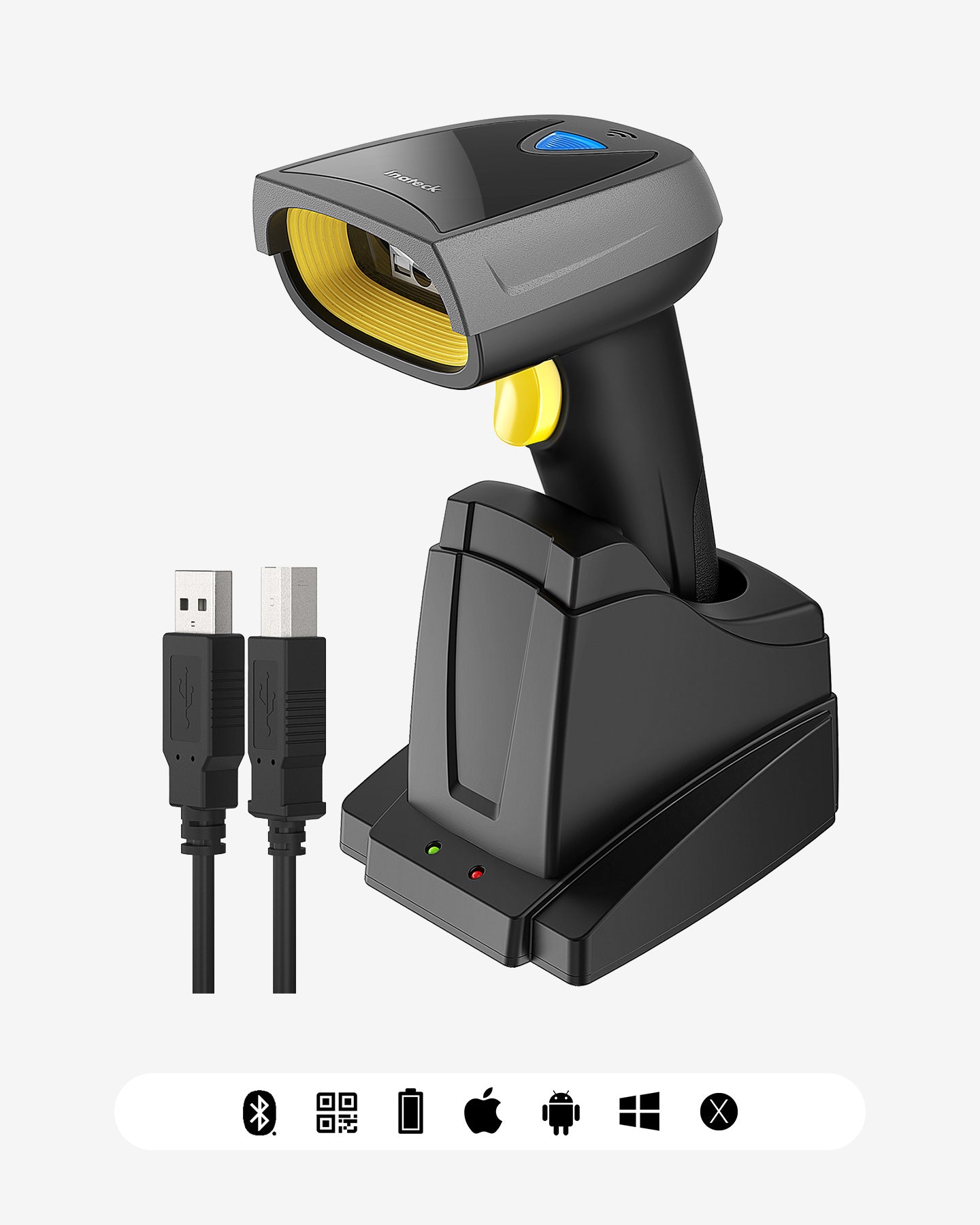 2D Wireless Bluetooth Barcode Scanner with Smart Base, BCST-52