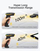 2D Bluetooth Barcode Scanner with APP/SDK Support & Hyper Long 100M Transmission Range, BCST-23 + Adjustable Stand BCST-S