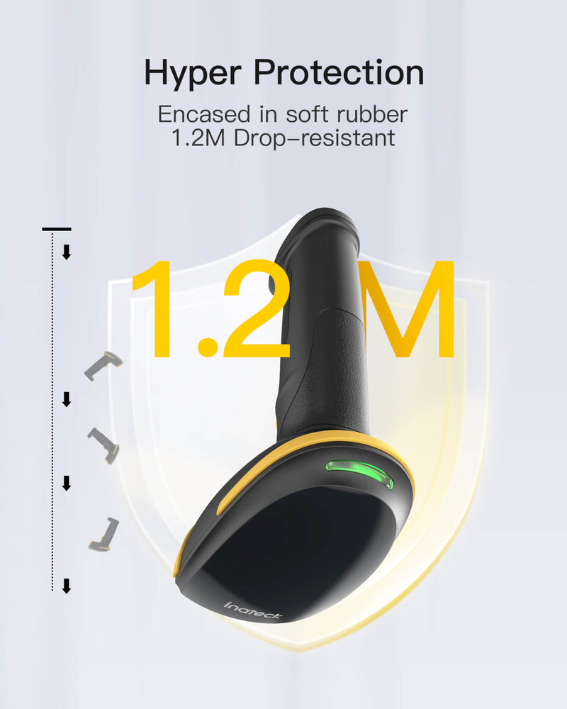 2D Bluetooth Barcode Scanner with APP/SDK Support & Hyper Long 100M Transmission Range, BCST-23 + Adjustable Stand BCST-S