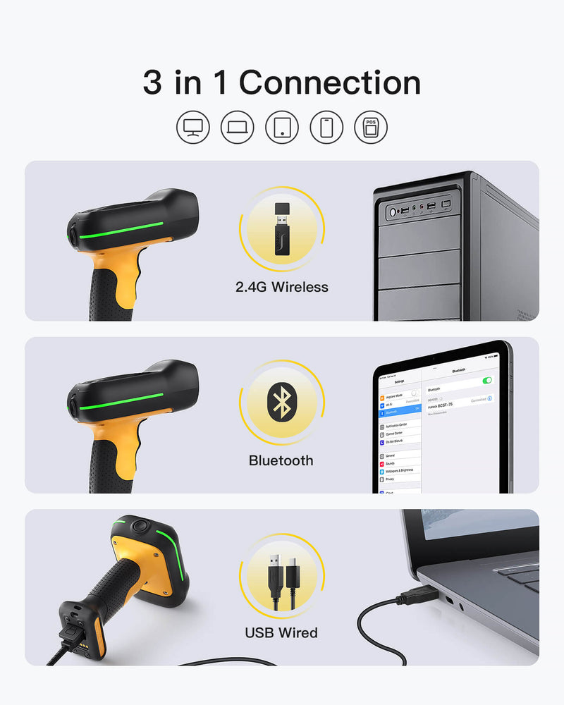 Industrial 2D Bluetooth Barcode Scanner with IP67 Waterproof Dustproof Shockproof Standard, BCST-75