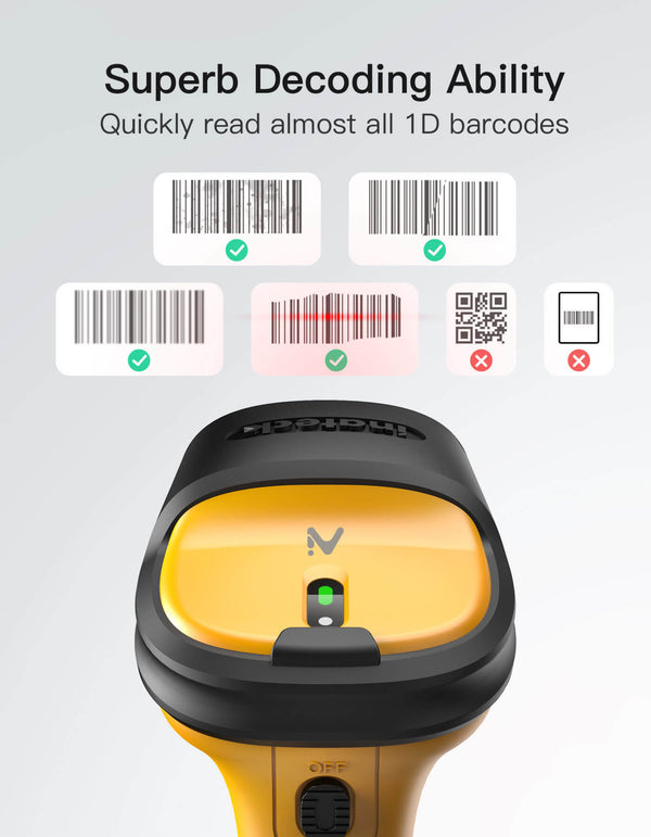 AI 2.4GHz Wireless Barcode Scanner with 60m Range, P6-AI