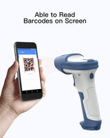 Bluetooth® Barcode Scanner, 2D Wireless Barcode Scanner, Bluetooth 5.0 and 2.4Ghz Adapter, 3 in 1 Reader, Support GS1 Barcode, BCST-73 Blue White - Inateck Office