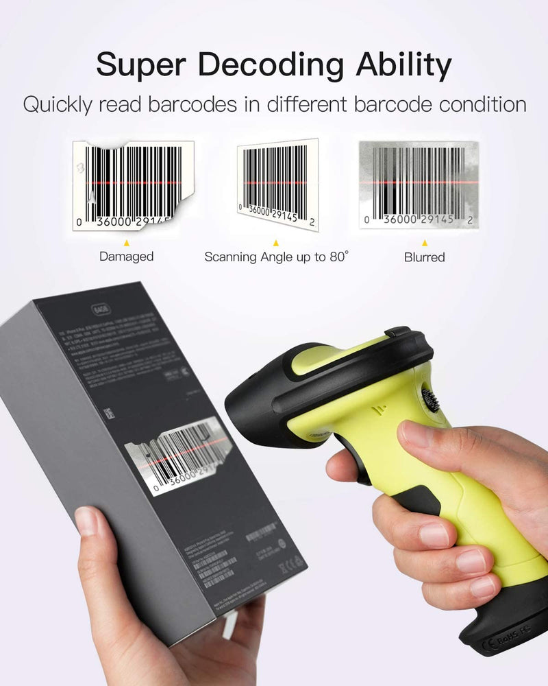 2.4GHz Wireless Barcode Scanner with 35m Range, BCST-60 Green